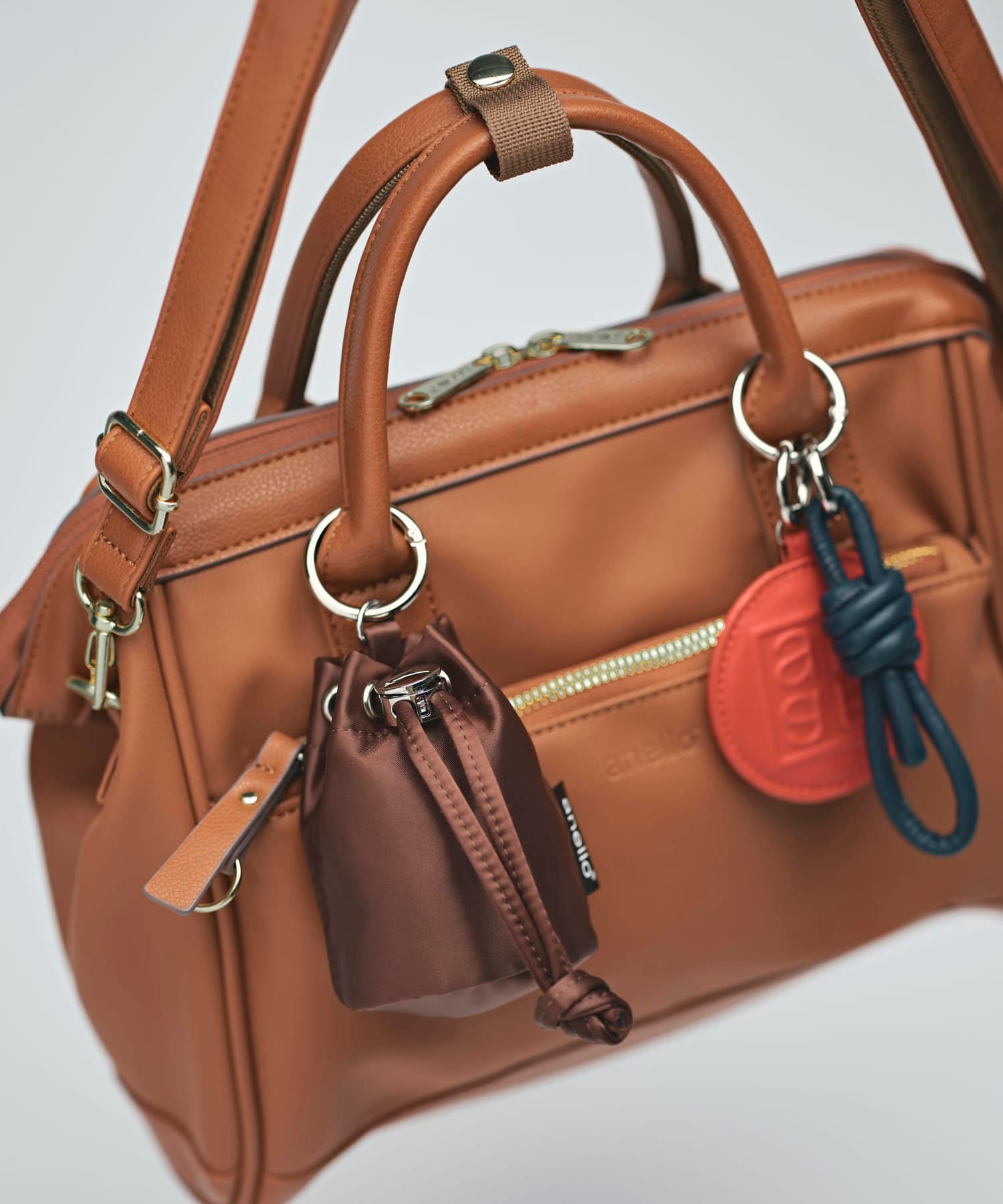 anello パースポーチチャーム CHARM MARKET2 AIY0201 巾着型チャームポーチ ナイロン　小物ポーチ　カラビナ付き