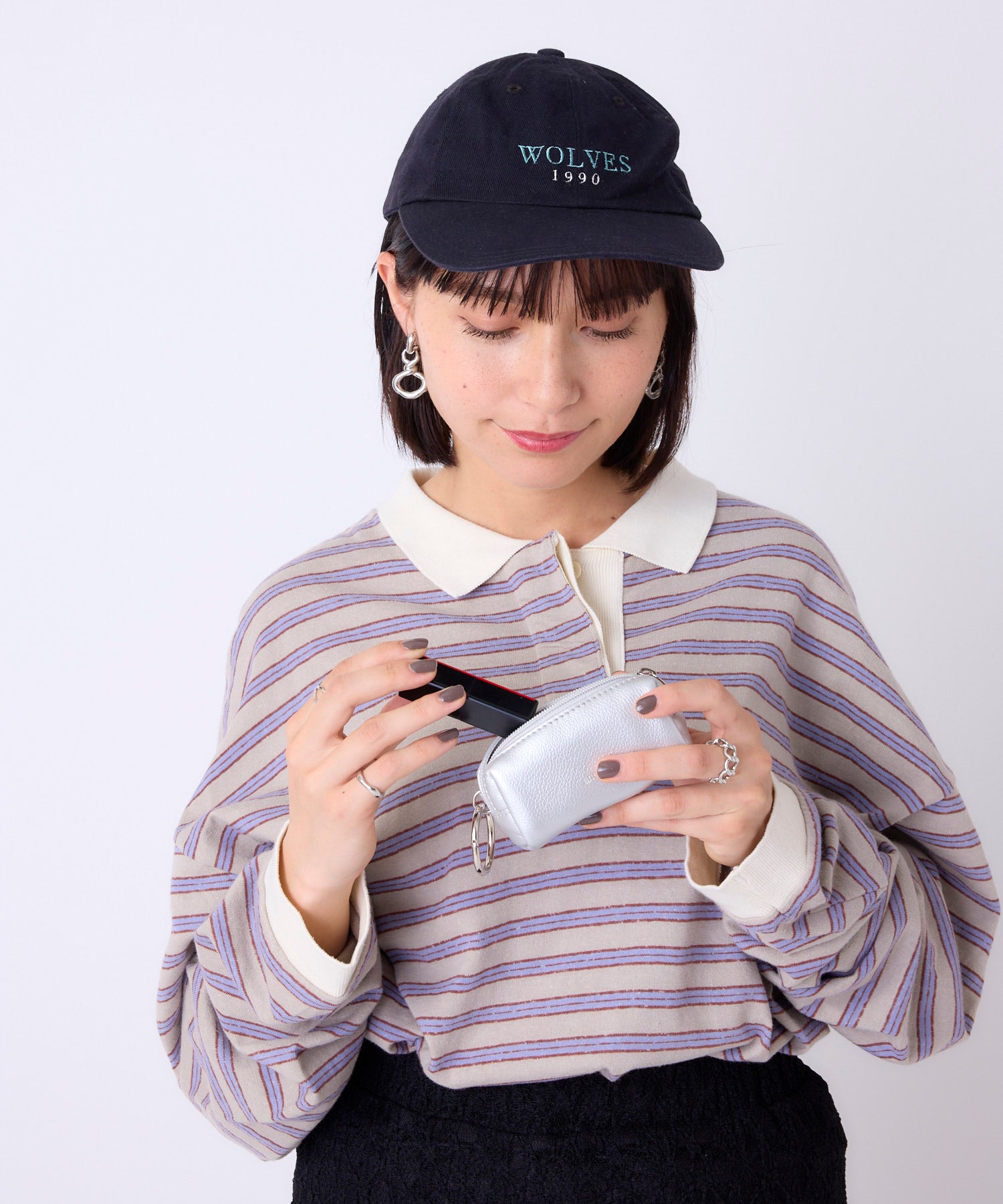anello シリンダーポーチチャーム CHARM MARKET2 AIY0204 小物ポーチ　カラビナ付き　スマートキー　収納ポーチ　合皮