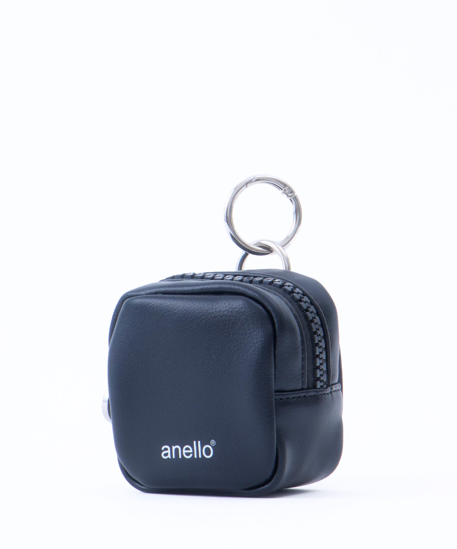 anello スクエアポーチチャーム CHARM MARKET2 AIY0205 カラビナ付き　マット素材　太めファスナー　シンプル　小物ポーチ　チャーム