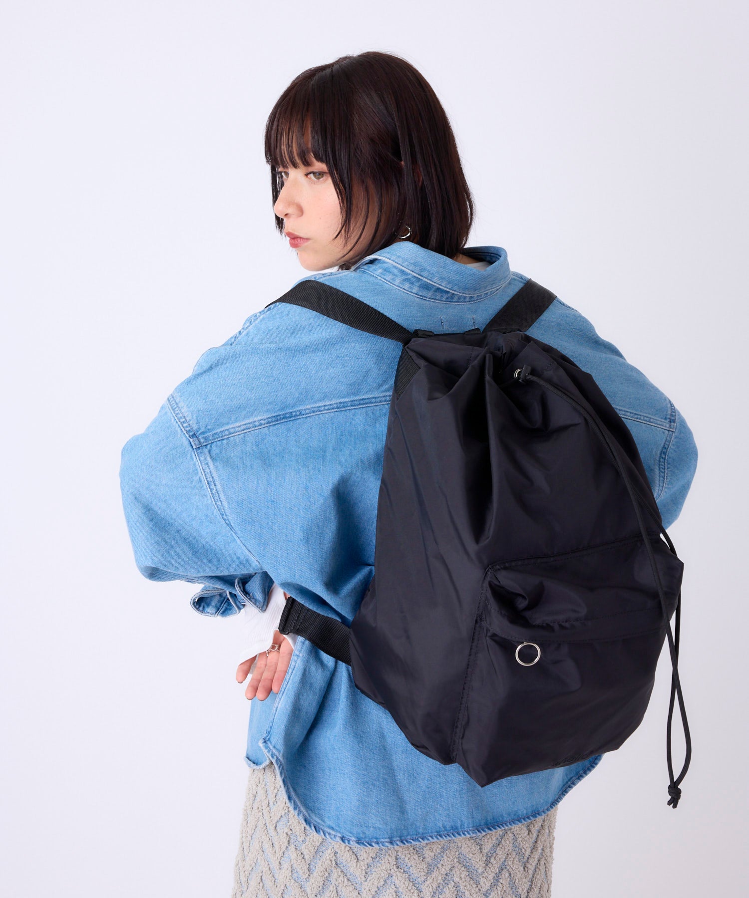 anello FIT TOY A4 大容量 パッカブル巾着リュック 巾着 撥水 丸洗い可能　折り畳み可能　ATB4413