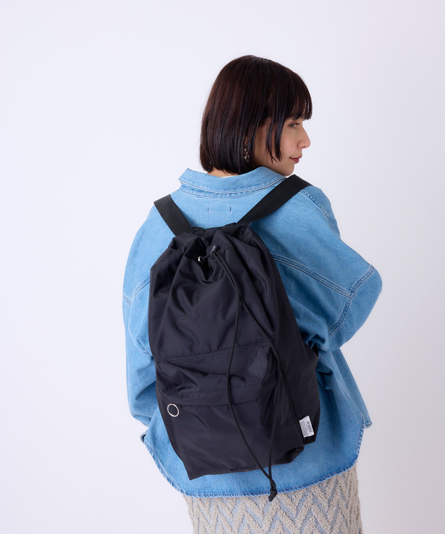 anello FIT TOY A4 大容量 パッカブル巾着リュック 巾着 撥水 丸洗い可能　折り畳み可能　ATB4413