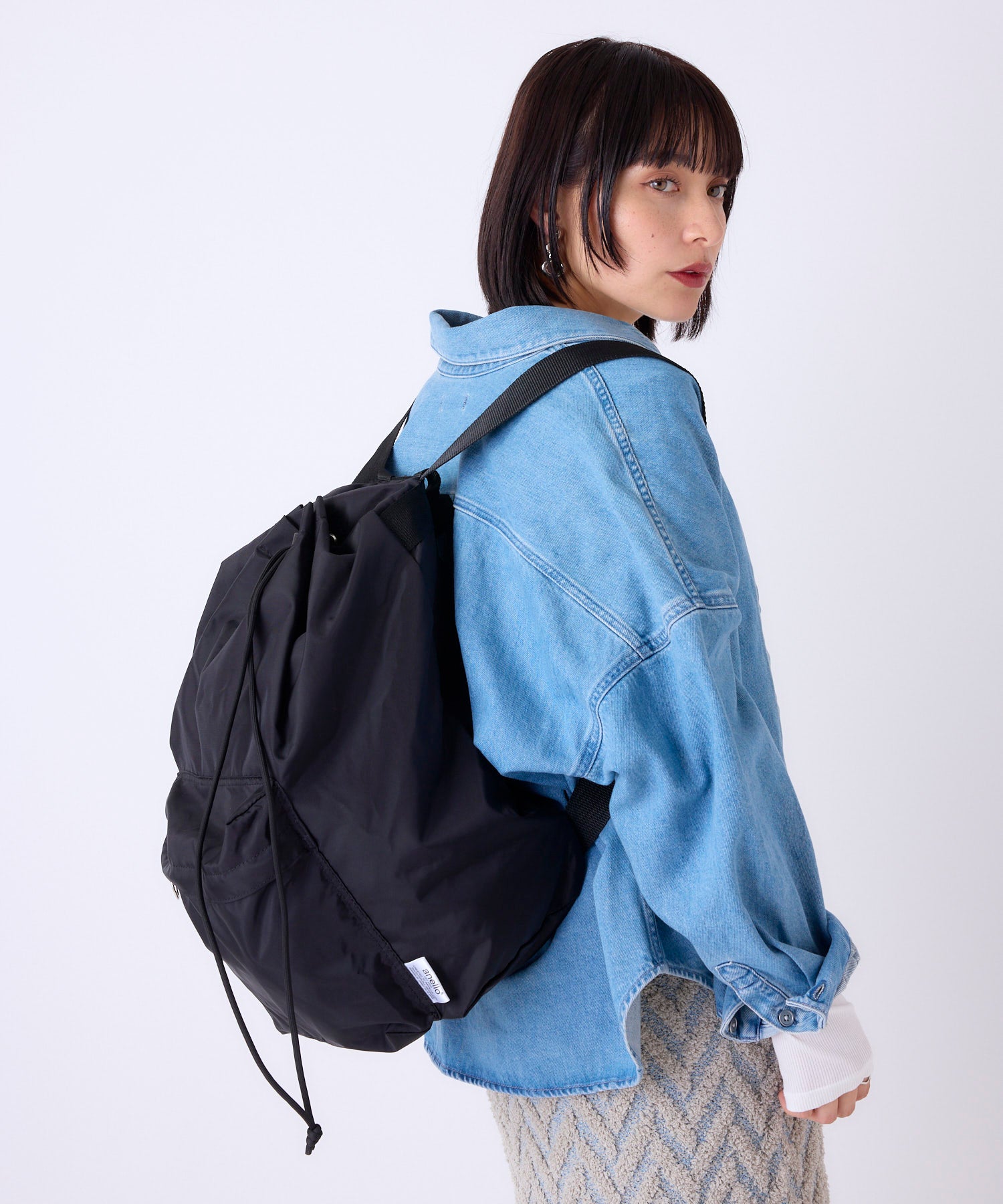 anello FIT TOY A4 大容量 パッカブル巾着リュック 巾着 撥水 丸洗い可能　折り畳み可能　ATB4413