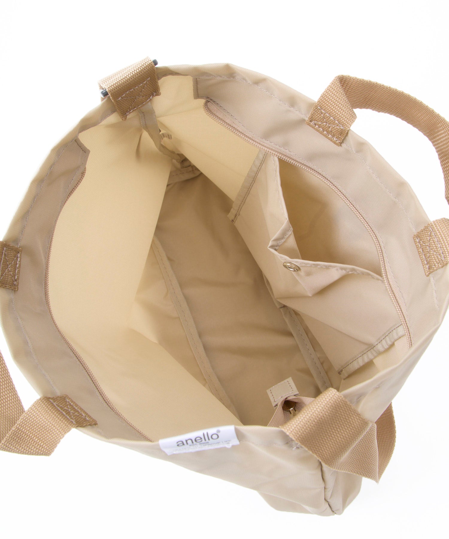 anello ATB4414 FIT TOY 2WAY パッカブルA４ショルダーバッグ 洗濯可能　キャリーオンテープ　折り畳みバッグ　撥水加工　ユニセックス　ライトグレー