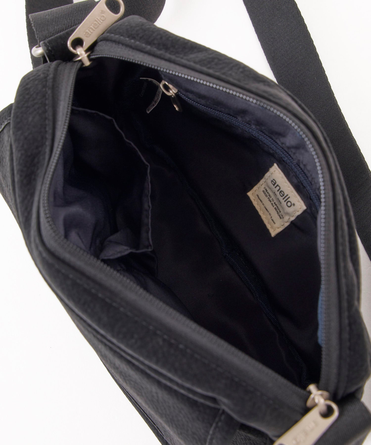 anello アネロ FIT ミニショルダーバッグ スエード ユニセックス お出かけバッグ フラップポケット ティモシー AIB5212 ブラック