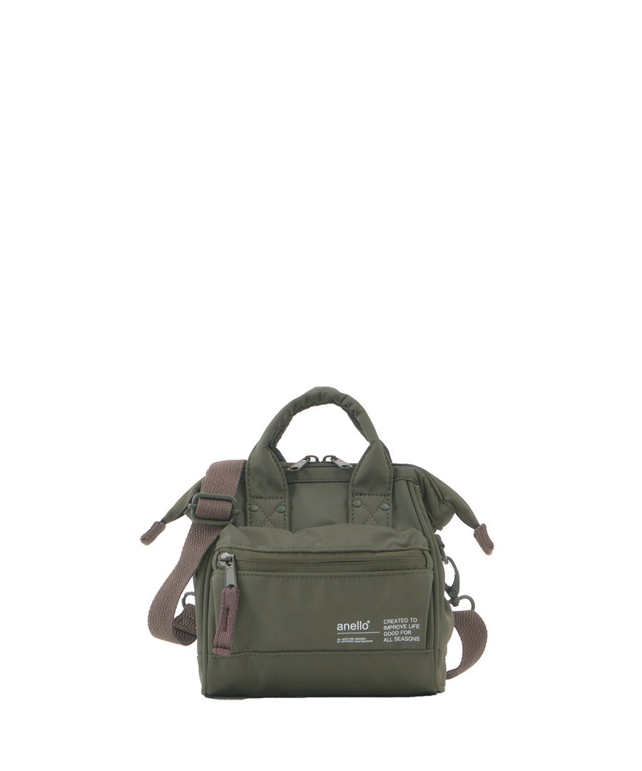 anello アネロ NATIVE 2WAY口金マイクロショルダーバッグ 撥水 お出かけバッグ 口金 デリバー ATB5192　ダークオリーブ