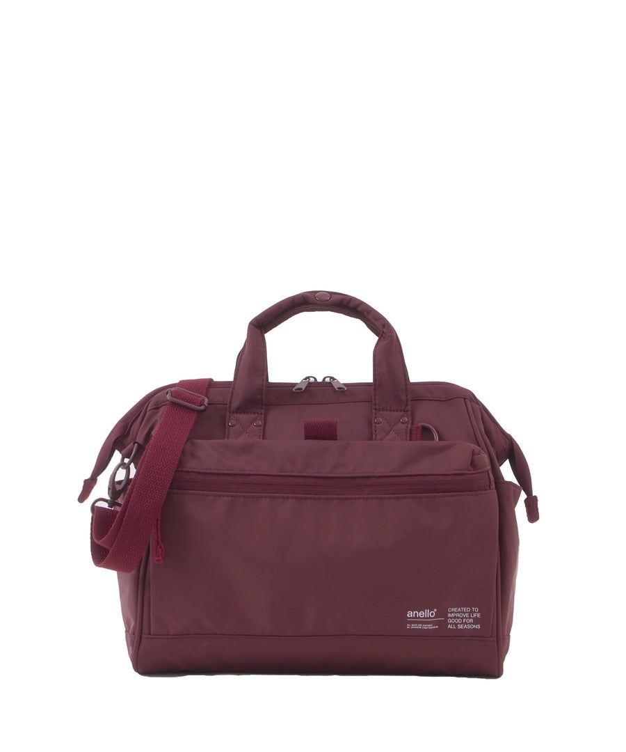 anello アネロ NATIVE 2WAY口金ショルダーバッグ 撥水 A5 キャリーオンテープ 2WAY 口金 デリバー ATB5193　ボルドー