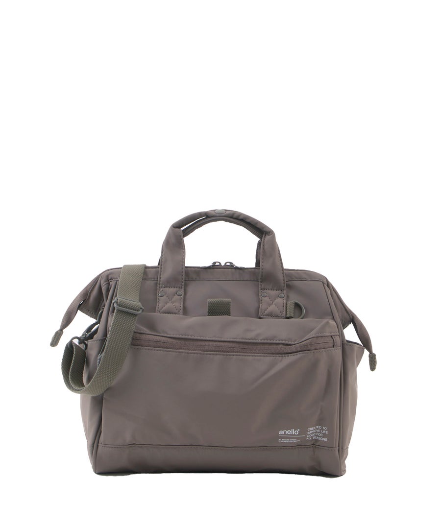 anello アネロ NATIVE 2WAY口金ショルダーバッグ 撥水 A5 キャリーオンテープ 2WAY 口金 デリバー ATB5193　ライトグレー