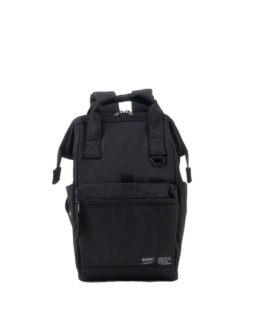 anello アネロ NATIVE CROSSBOTTLE 口金リュック A4 撥水 キャリーオンテープ PC収納可能 10L ATB5194 デリバー ブラック