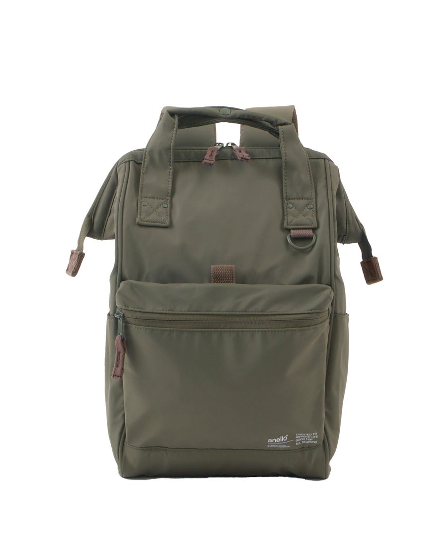 anello アネロ NATIVE CROSSBOTTLE 口金リュック デリバー A4 PC収納可能 キャリーオンテープ 18L 撥水 ダークオリーブ