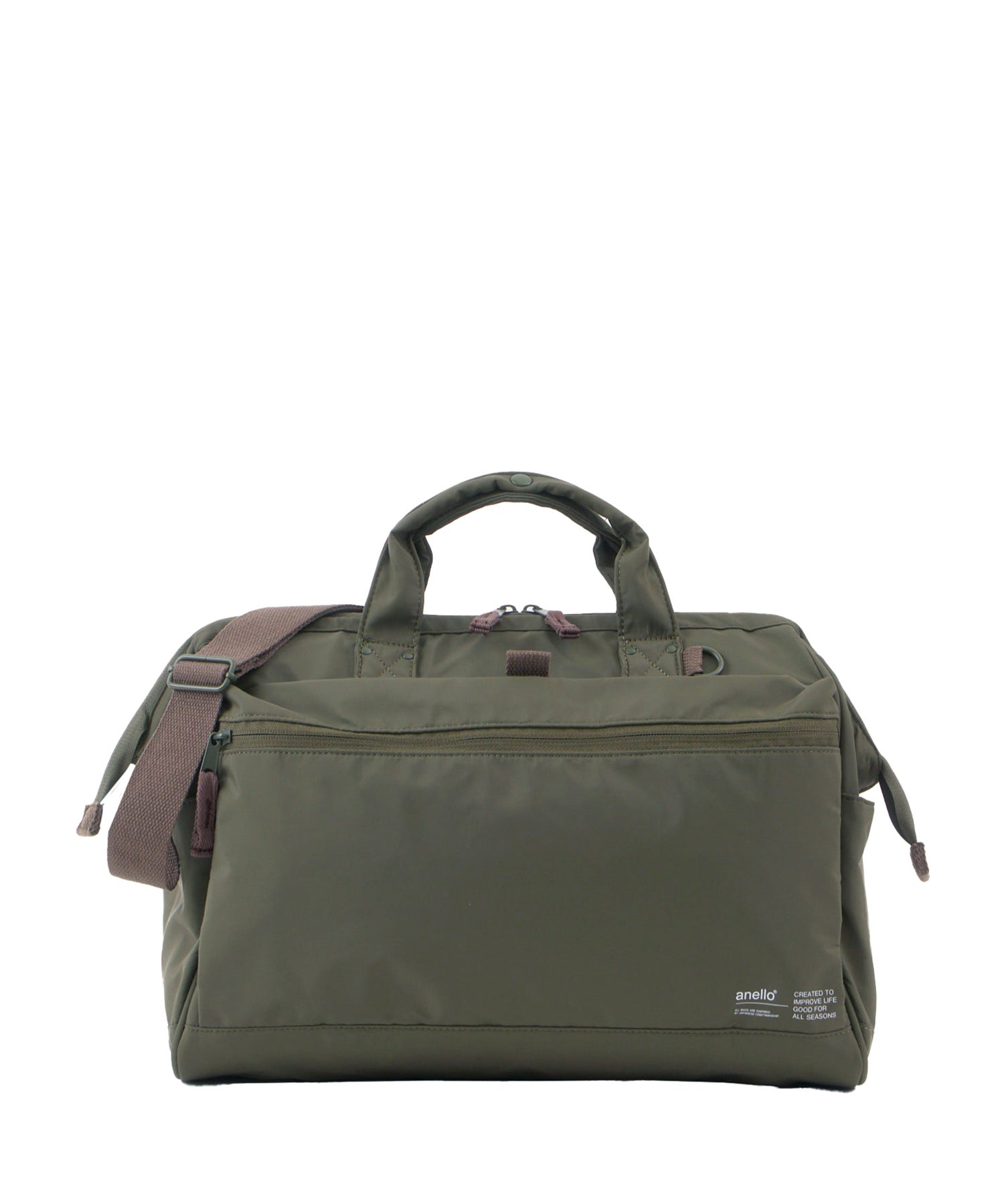 anello アネロ NATIVE 2WAY口金ボストンバッグ A4 2WAY 撥水 大容量 キャリーオンテープ 旅行バッグ お出かけバッグ デリバー ATB5196　ダークオリーブ