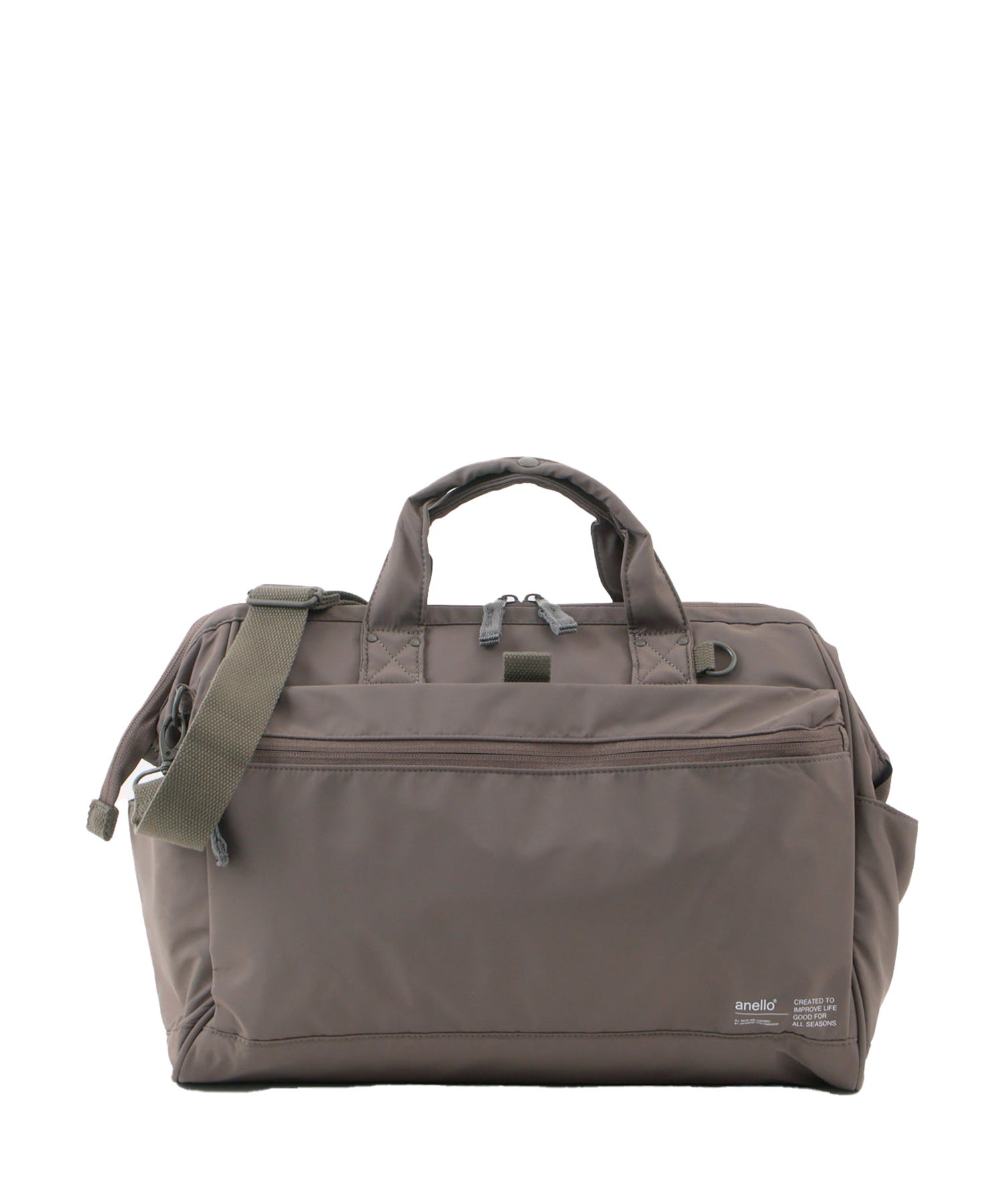 anello アネロ NATIVE 2WAY口金ボストンバッグ A4 2WAY 撥水 大容量 キャリーオンテープ 旅行バッグ お出かけバッグ デリバー ATB5196　ライトグレー