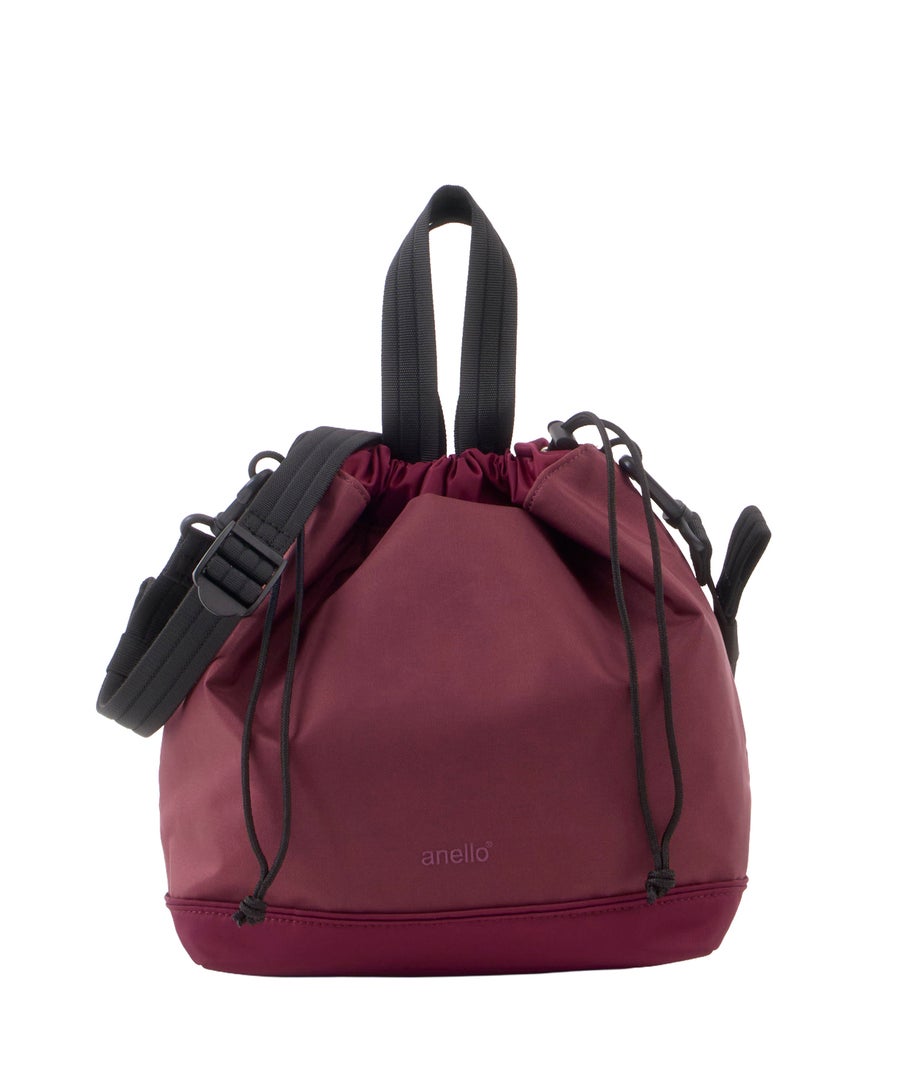 anello アネロ FIT 巾着2WAYショルダーバッグ A5 2WAY 撥水 軽量 ユニセックス デイライト ATR0442 ボルドー