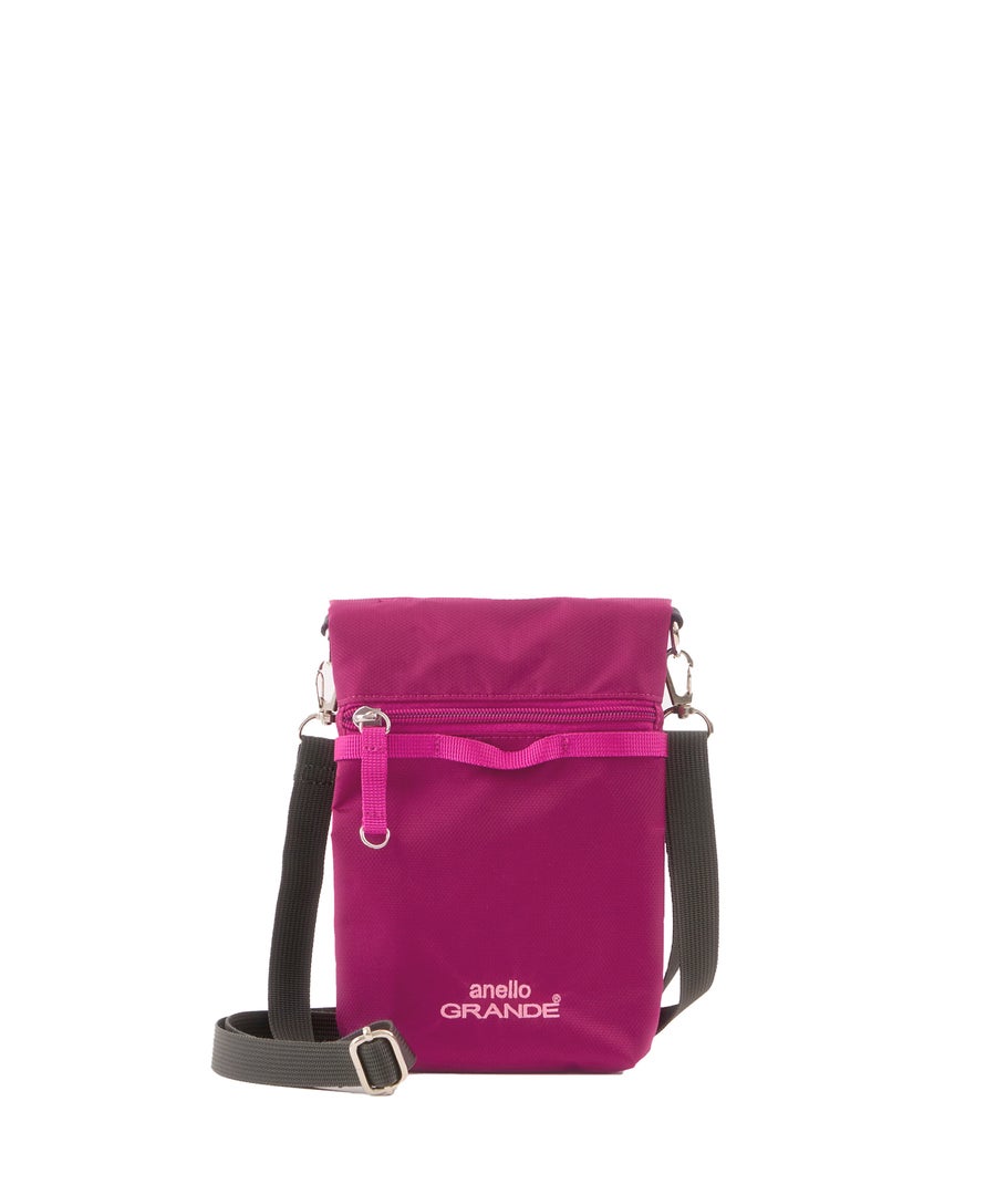 anelloGRANDE アネログランデ 縦型ミニショルダーバッグ 撥水 軽量 カジュアル お出かけバッグ スリム 折りたたみ型 DC２ GTM1151 ダークピンク