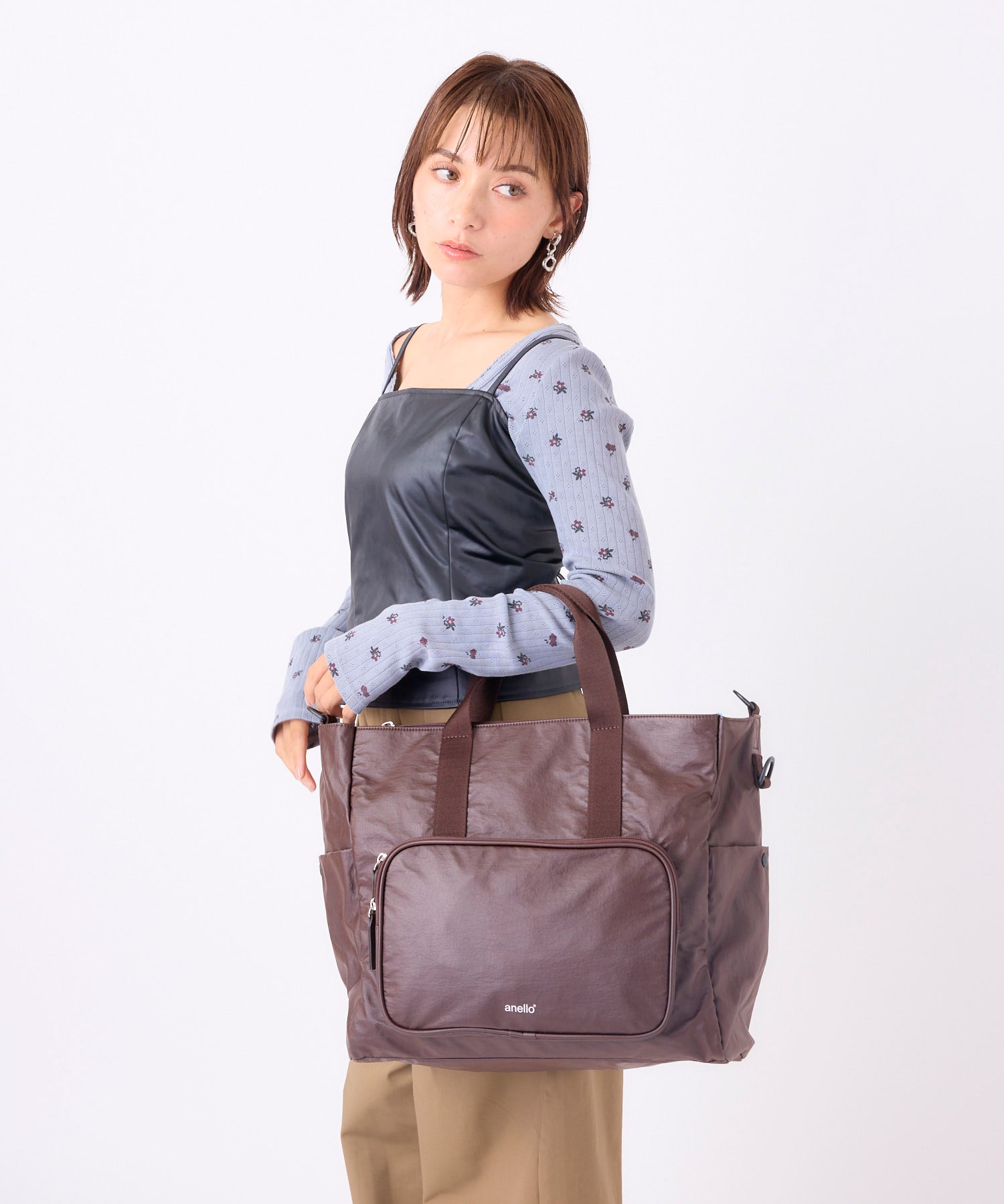 anello アネロ トートバッグ マザーズバッグ A4 撥水 2WAY 通勤バッグ お出かけバッグ LIFE2 ASR004 ブラウン