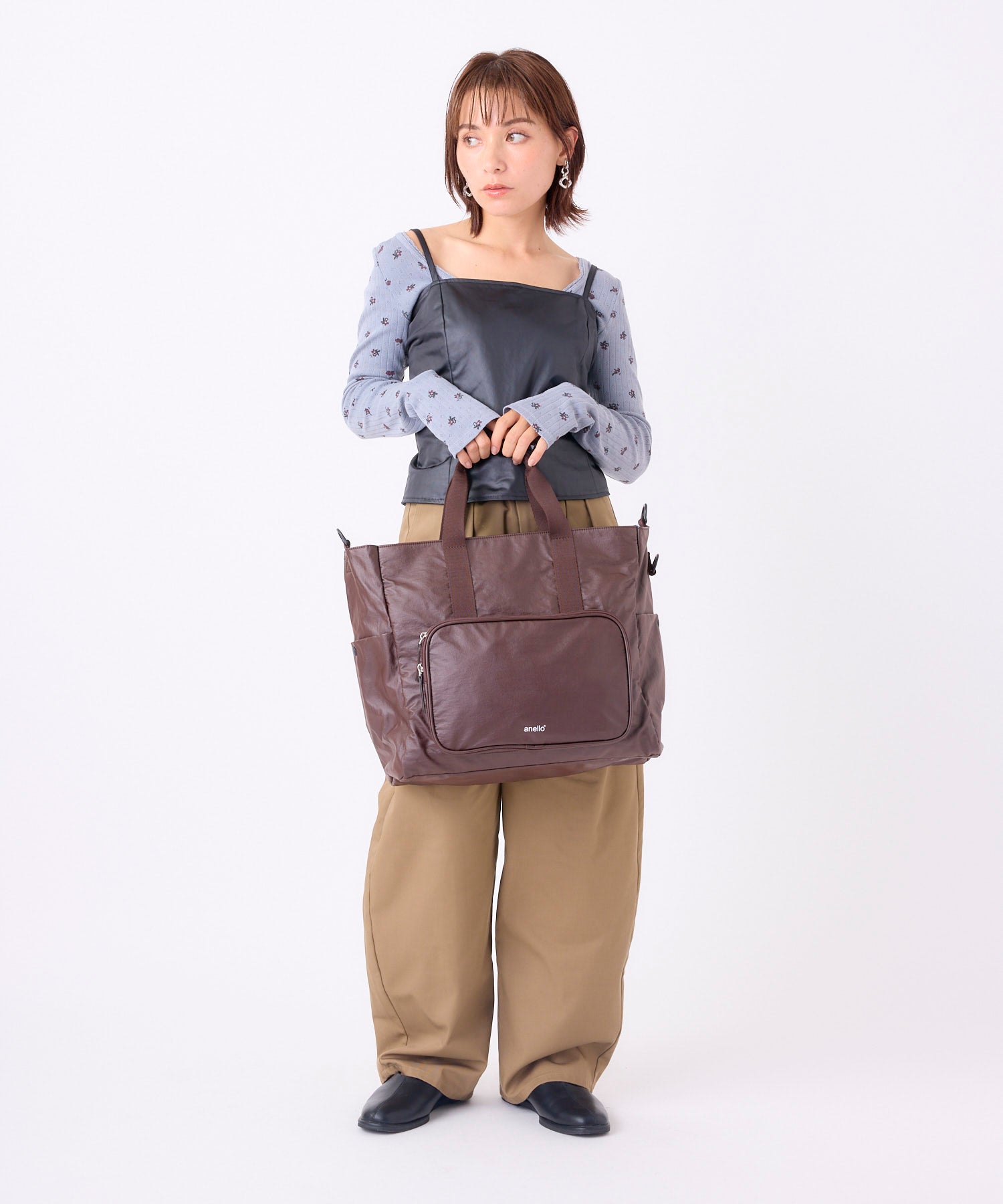 anello アネロ トートバッグ マザーズバッグ A4 撥水 2WAY 通勤バッグ お出かけバッグ LIFE2 ASR004 ブラウン
