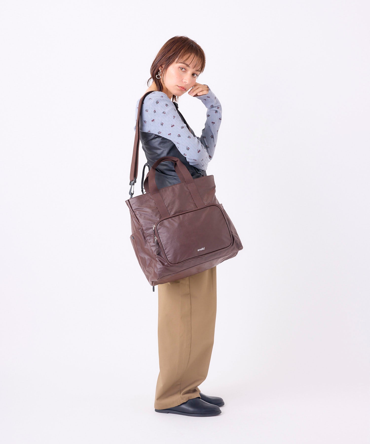 anello アネロ トートバッグ マザーズバッグ A4 撥水 2WAY 通勤バッグ お出かけバッグ LIFE2 ASR004 ブラウン