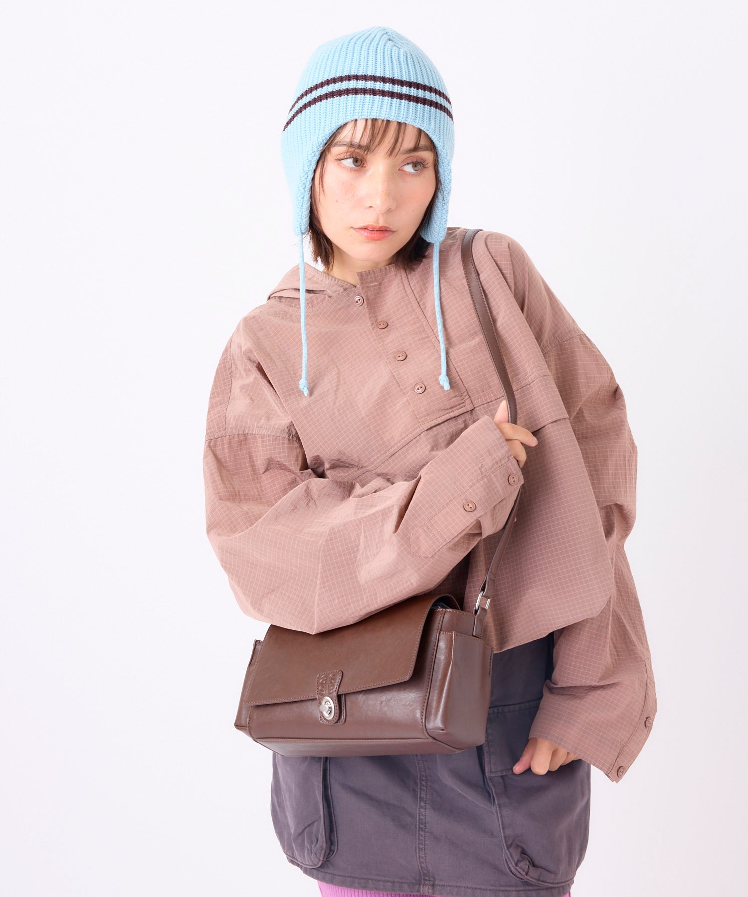 anello アネロ FIT ミニショルダーバッグ A5 ひねり金具 きれいめ 合皮 ユニセックス レトロ EDITOR AGB5232 ブラウン