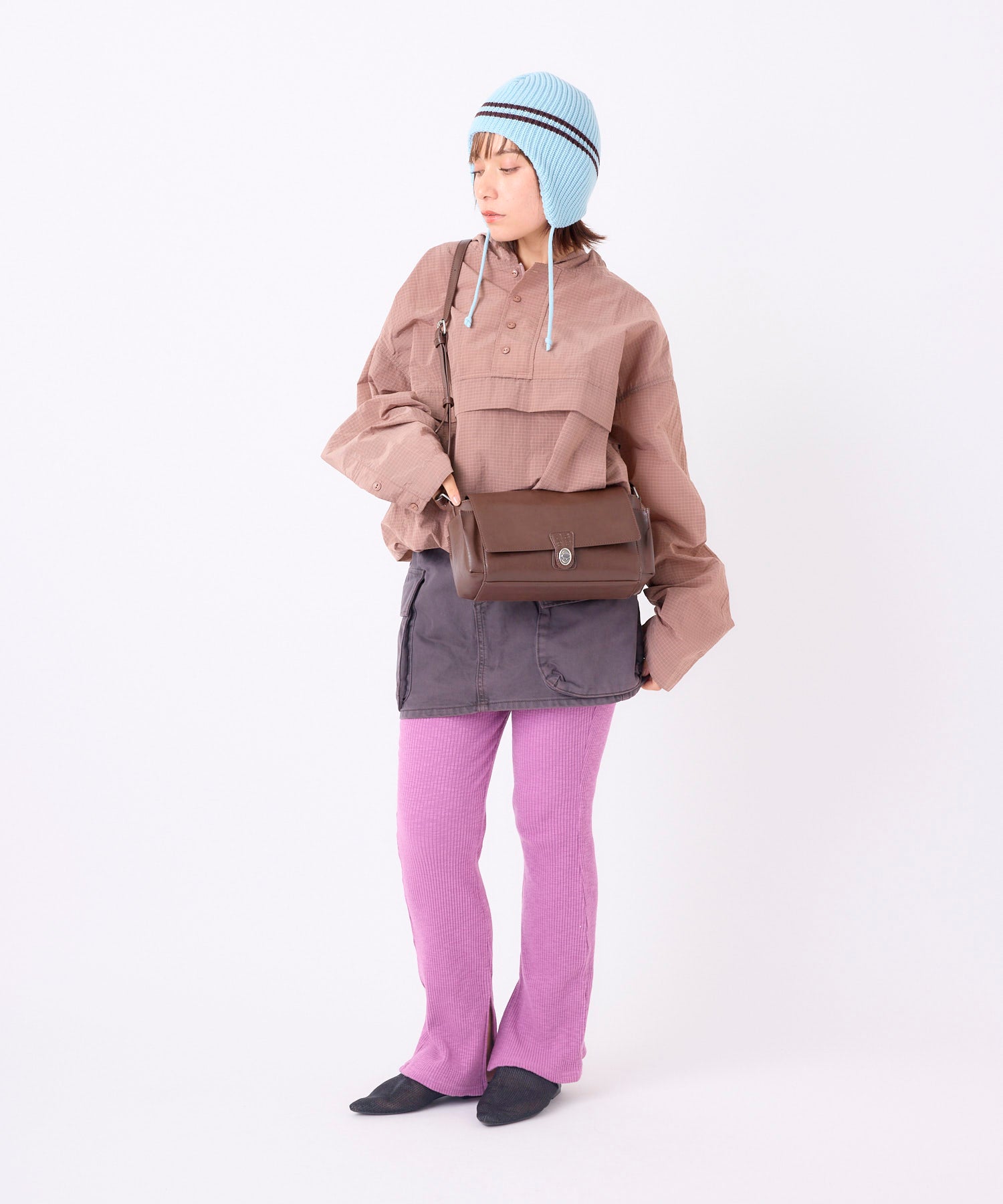 anello アネロ FIT ミニショルダーバッグ A5 ひねり金具 きれいめ 合皮 ユニセックス レトロ EDITOR AGB5232 ブラウン