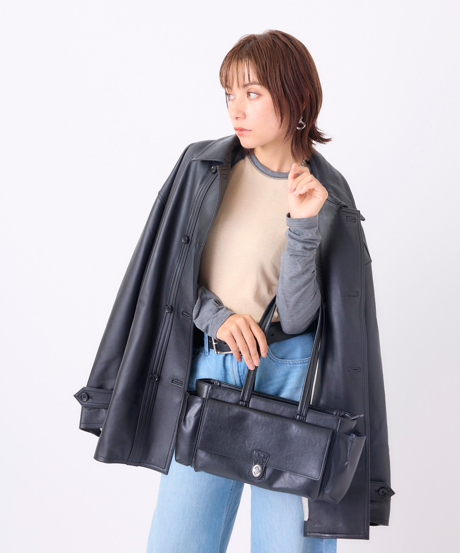 anello アネロ FIT ミニボストンバッグ  A5 ひねり金具 きれいめ 合皮 ユニセックス レトロ EDITOR AGB5233 ブラック