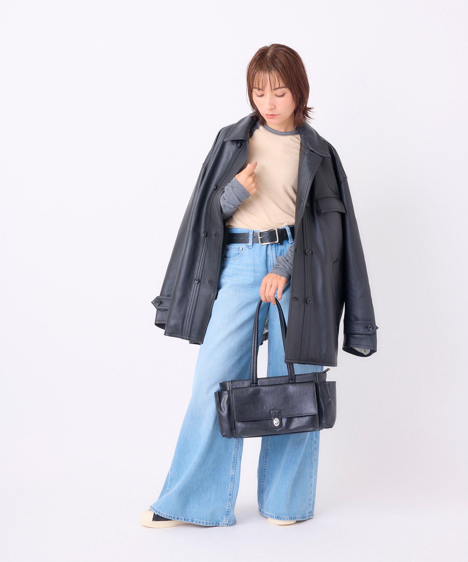 anello アネロ FIT ミニボストンバッグ  A5 ひねり金具 きれいめ 合皮 ユニセックス レトロ EDITOR AGB5233 ブラック