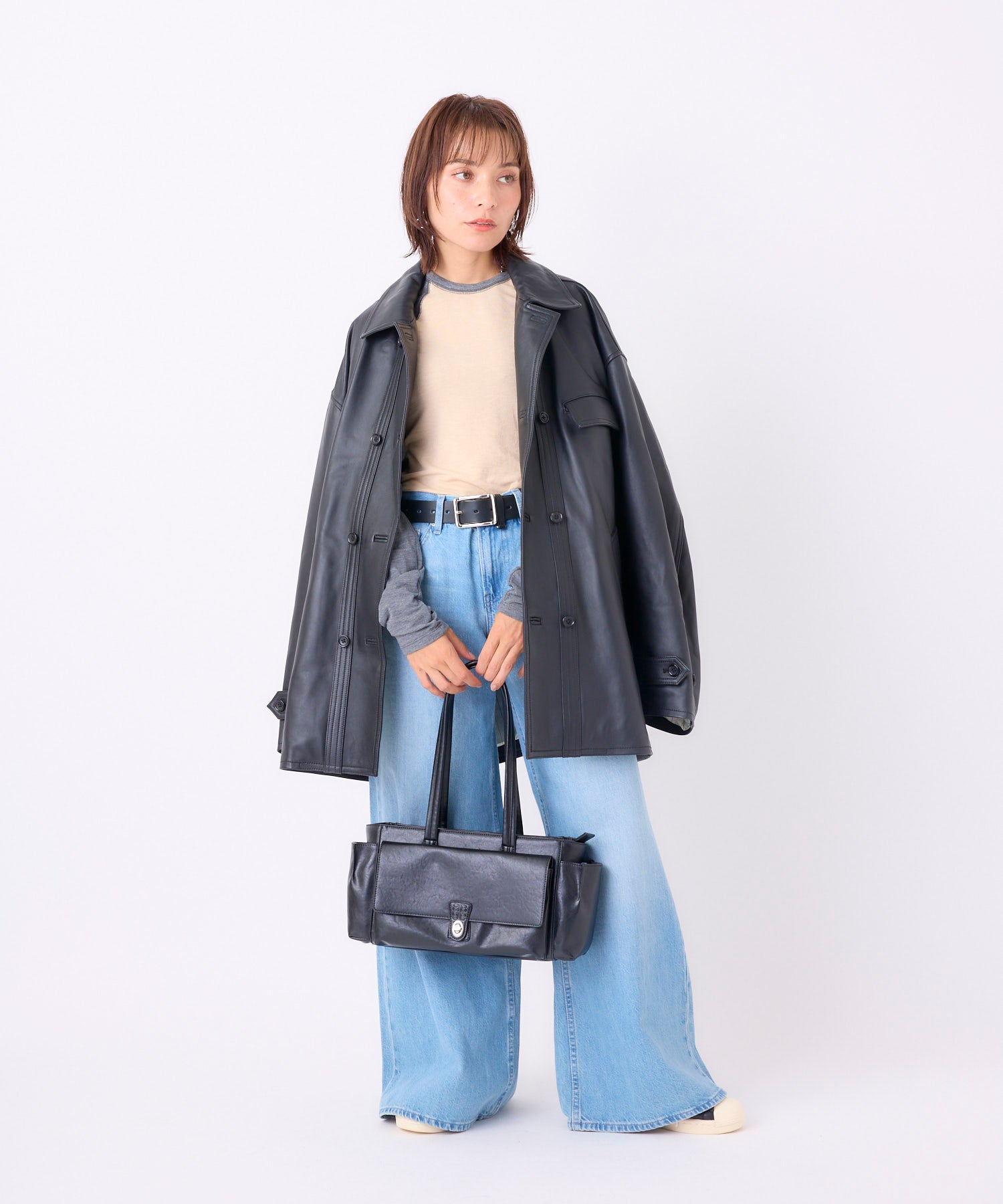 anello アネロ FIT ミニボストンバッグ  A5 ひねり金具 きれいめ 合皮 ユニセックス レトロ EDITOR AGB5233 ブラック