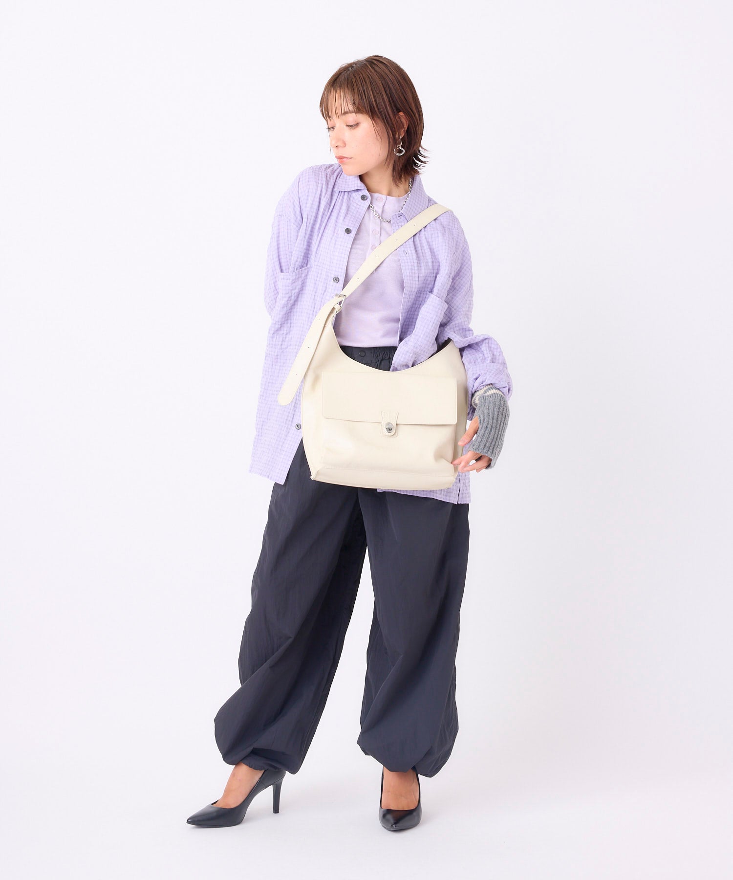 anello アネロ FIT トートバッグ  A5 ひねり金具 きれいめ 合皮 ユニセックス レトロ EDITOR AGB5234 アイボリー