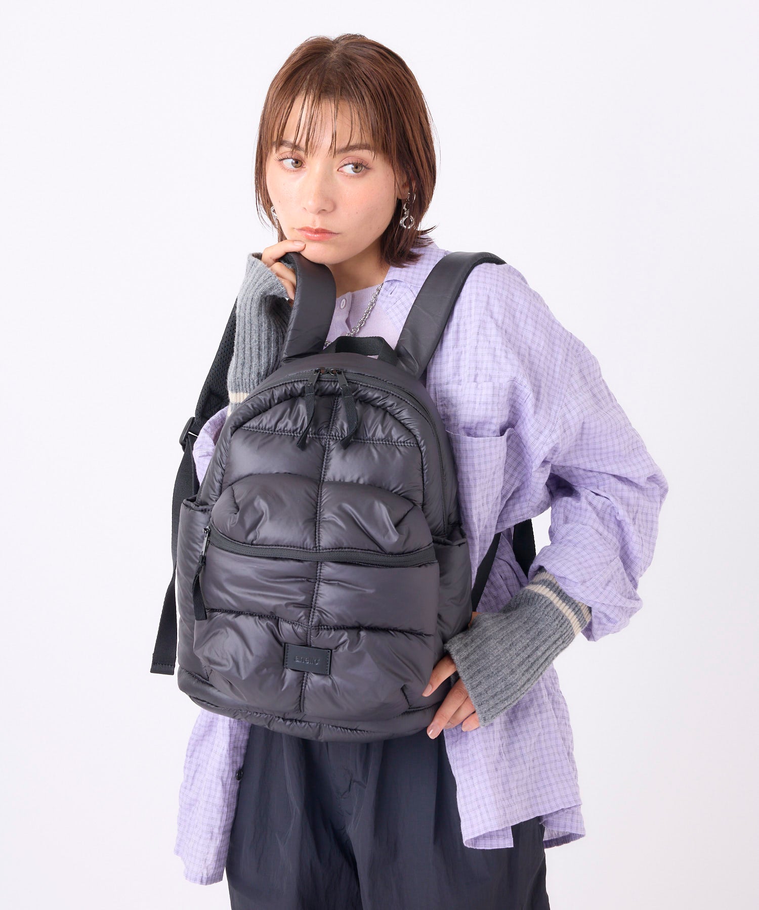 anello アネロ MATE ミニリュック 軽量 撥水 A5 ユニセックス お出かけバッグ マザーズバッグ ピロウィー AIB5224 ブラック