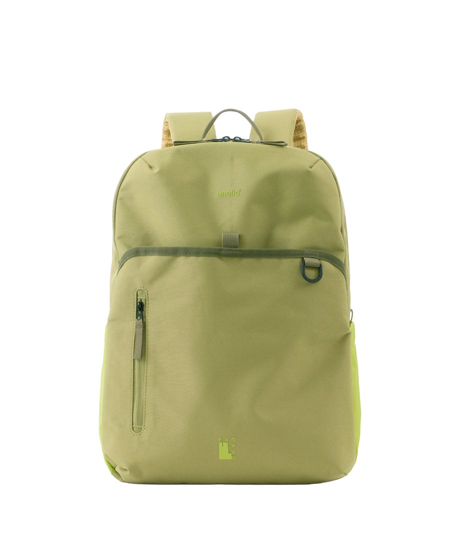anello アネロ EXPAND バックパック 撥水 A4 大容量 20L ユニセックス お出かけバッグ 旅行バッグ キャリーオンテープ PC収納 ヒル ATR0495 グリーン
