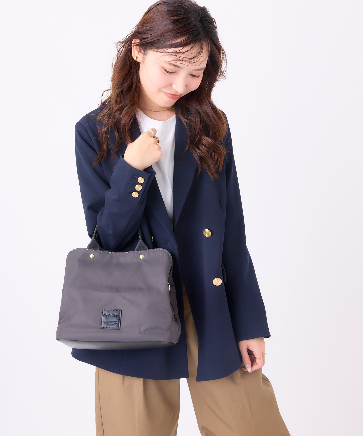 Legato Largo レガートラルゴ 2WAYトートバッグ A5 2WAY 撥水 お出かけバッグ きれいめ アコーディオン LH-D1652 グレー